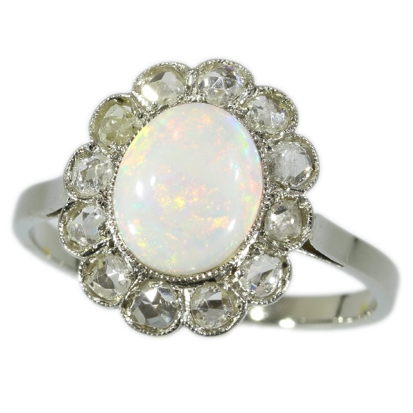 Art Deco diamond and opal ring
